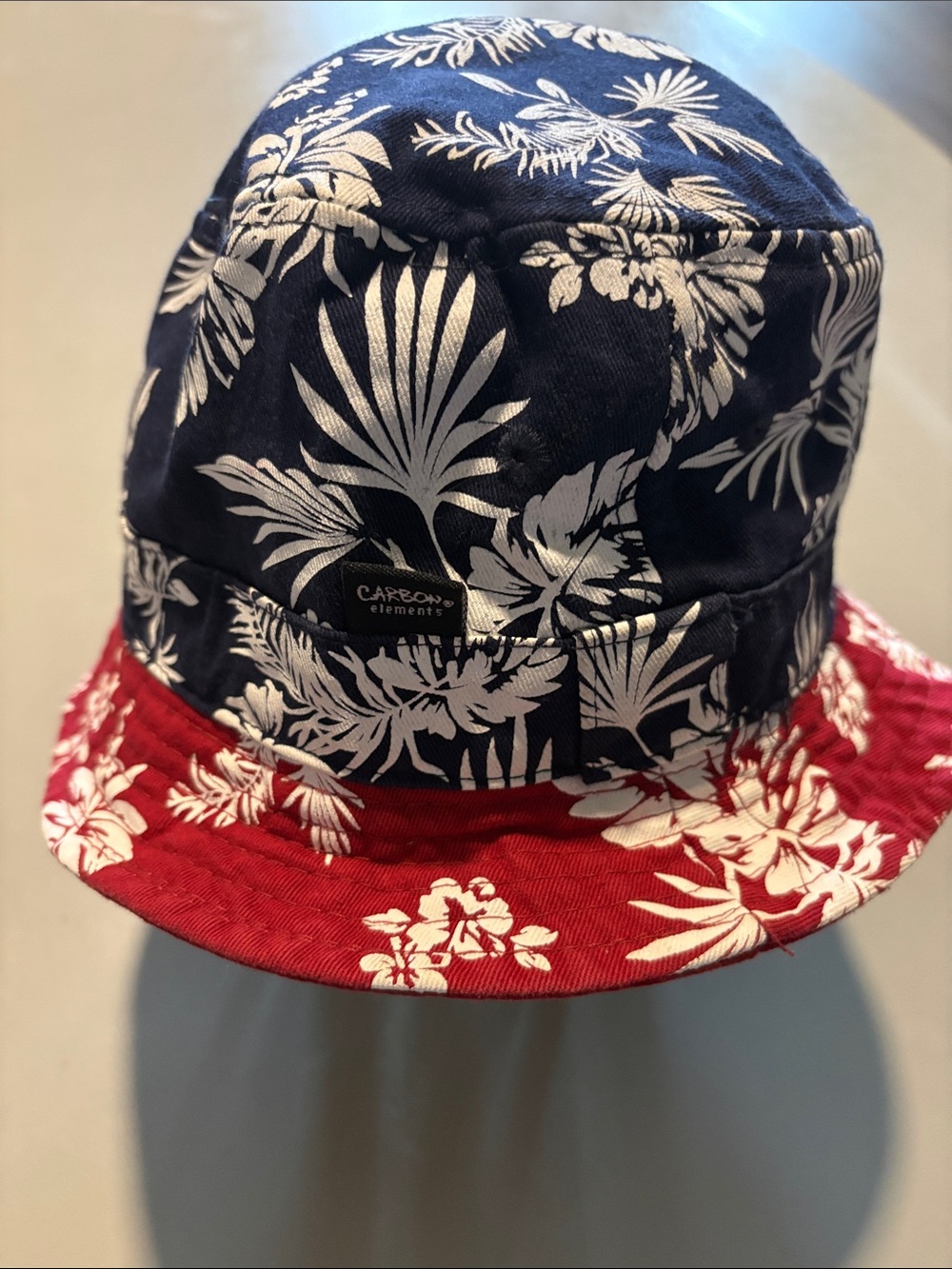 Carbon Elements Floral Bucket Hat in Navy & Red